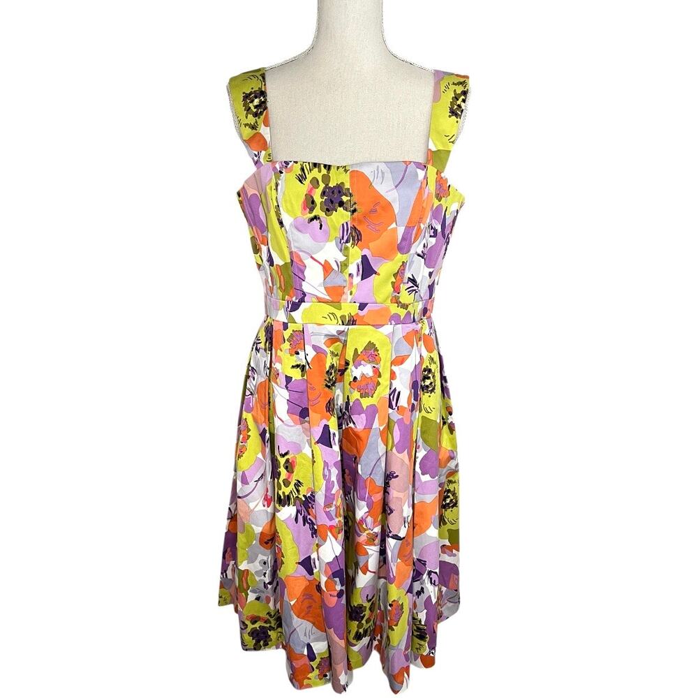 Maggy London floral A-line midi dress spring feminine sleeveless wedding